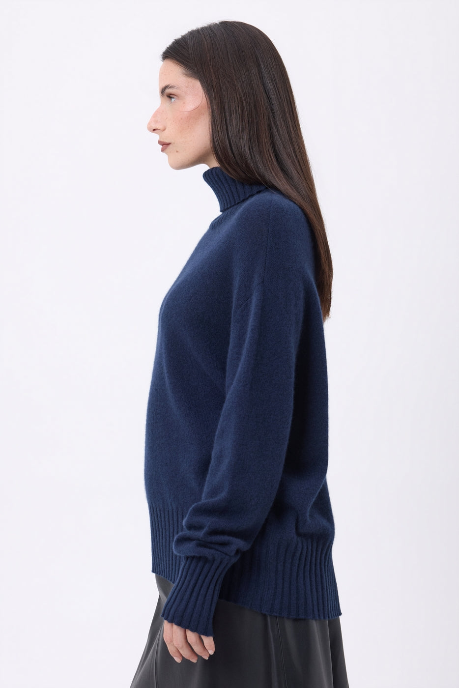 Pull Col Roulé Oversize Amelia - Bleu Marine - Femme