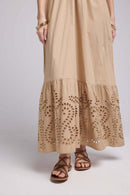 Robe Longue Manches Courtes - Beige