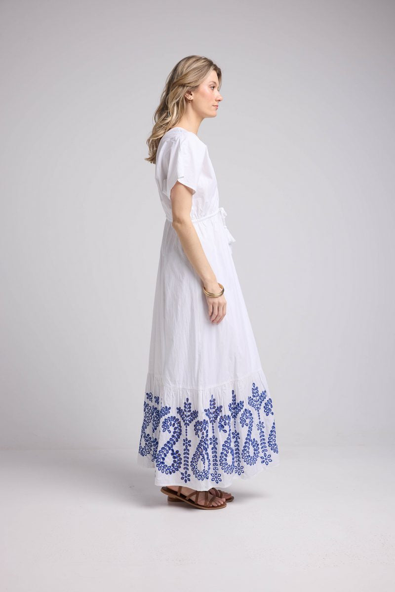Short Sleeve Long Dress - White