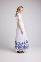 Short Sleeve Long Dress - White