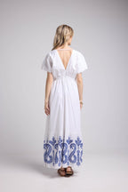 Short Sleeve Long Dress - White