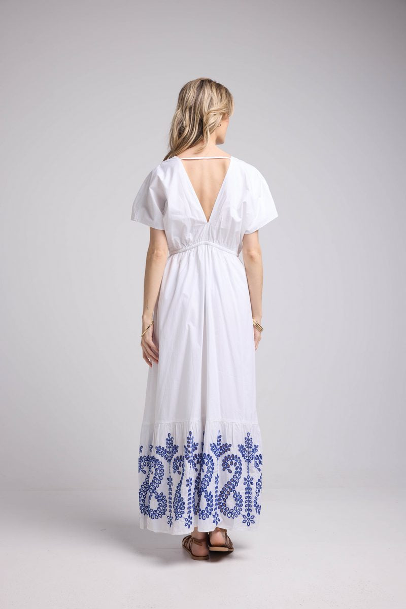 Short Sleeve Long Dress - White