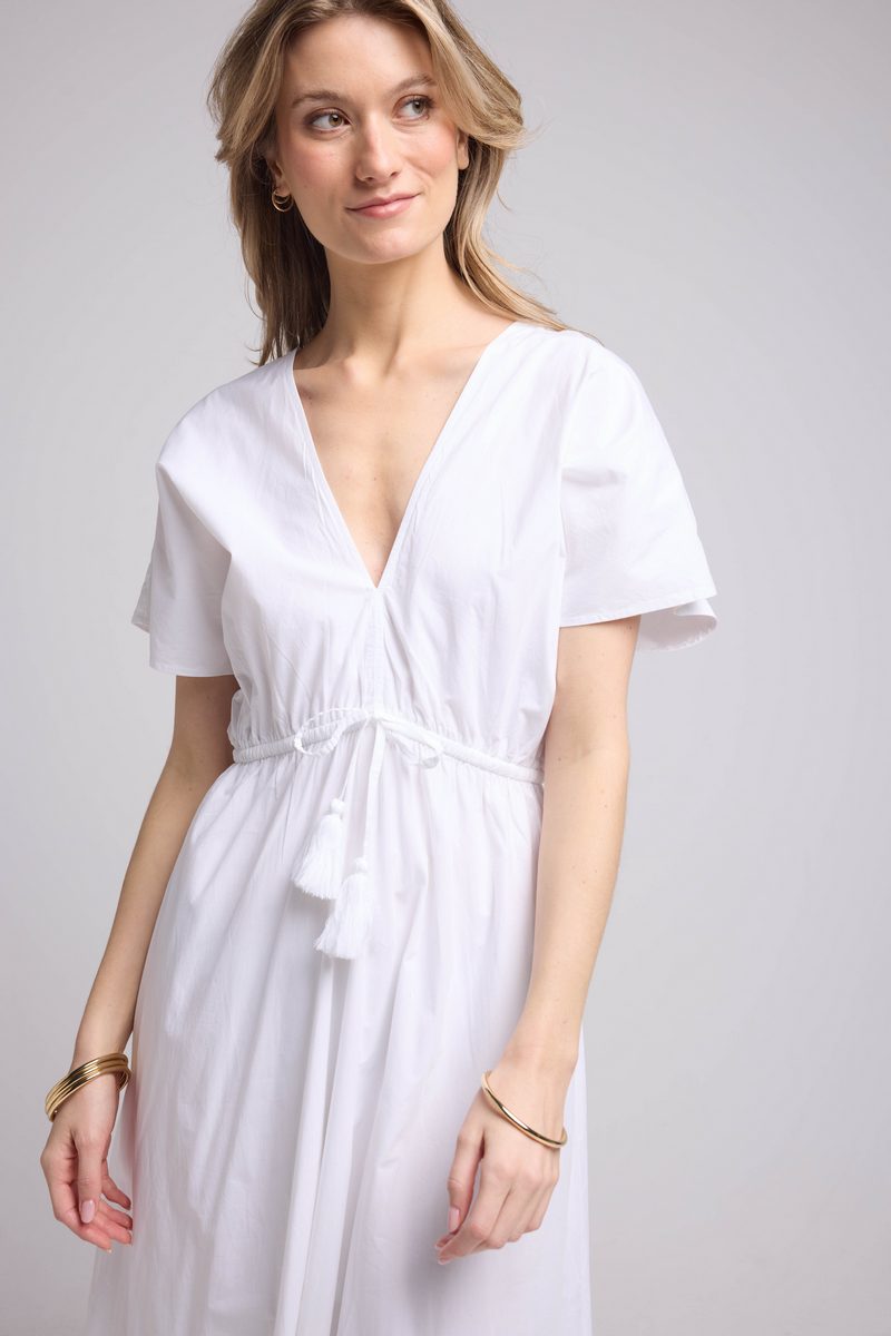 Short Sleeve Long Dress - White