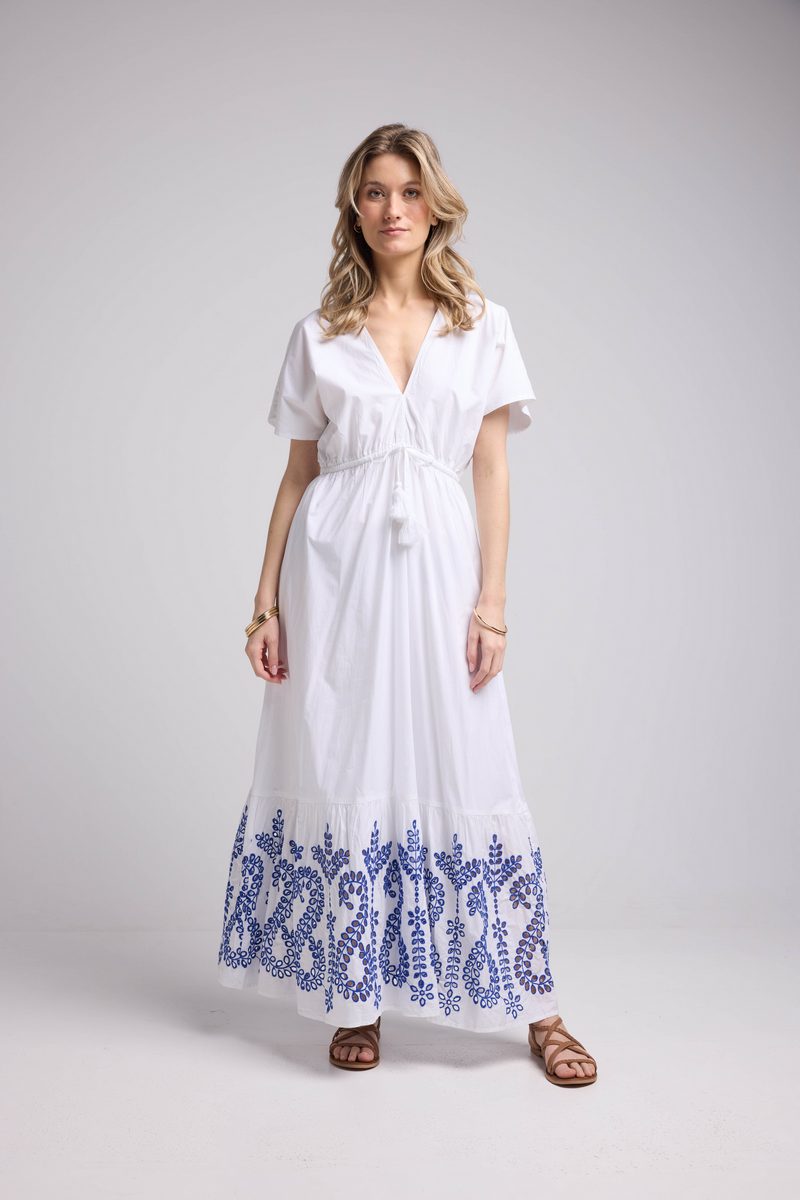 Short Sleeve Long Dress - White