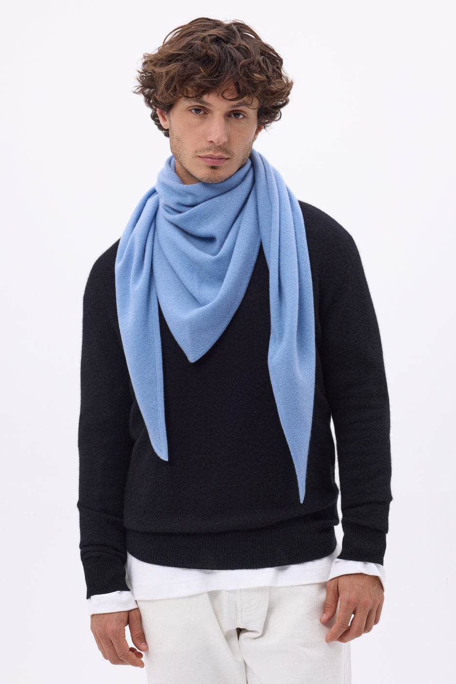 Echarpe Bandana Oversize Triangle Unie Amel - Bleu Ciel - Homme