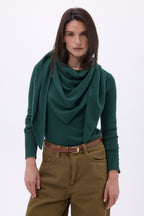 Echarpe Bandana Oversize Triangle Unie Amel - Vert Bouteille - Femme - 100% Cachemire