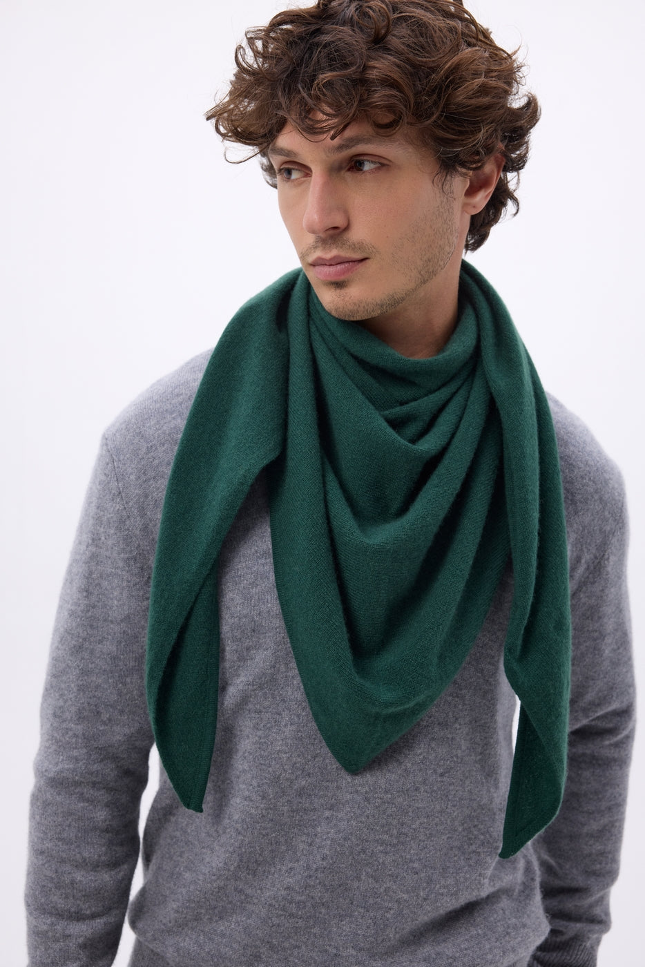 Bufanda bandana triangular oversize lisa Amel - Verde Botella - Hombre