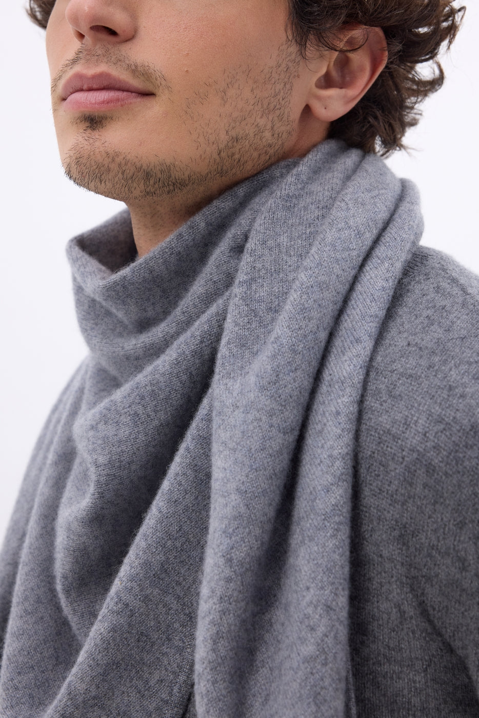 Bufanda bandana oversize triangular lisa Amel - Gris oscuro - Hombre