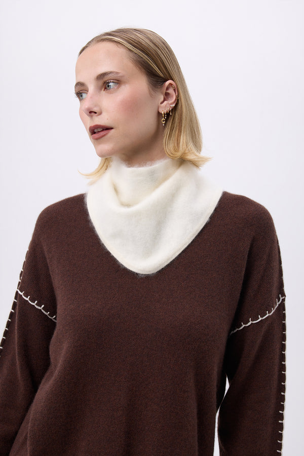 Triangle Bandana – Brushed Cashmere Amel Bandana - White - Women