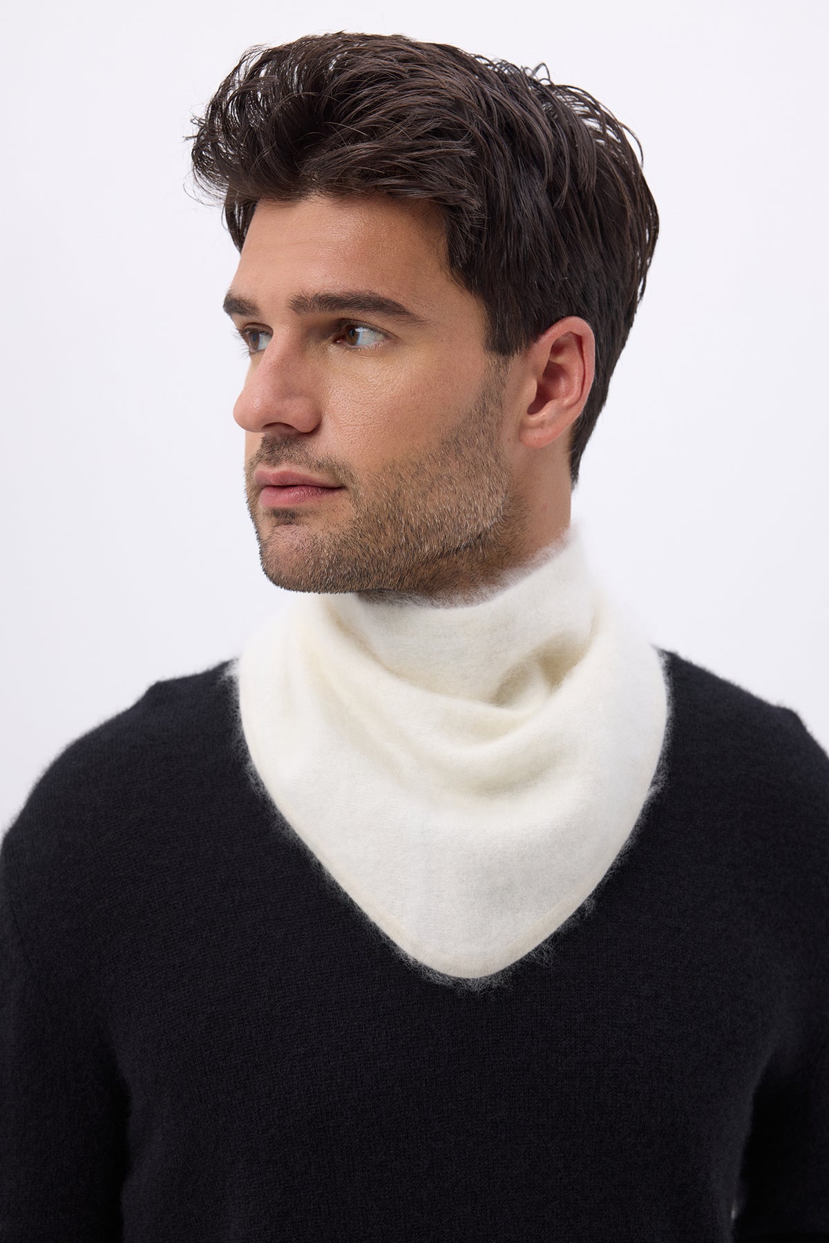 Triangle Bandana – Brushed Cashmere Amel Bandana - White - Men