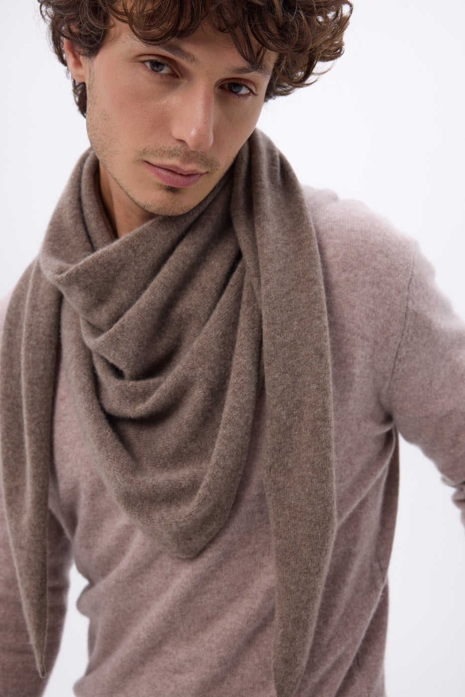 Echarpe Bandana Oversize Triangle Unie Amel - Noisette - Homme