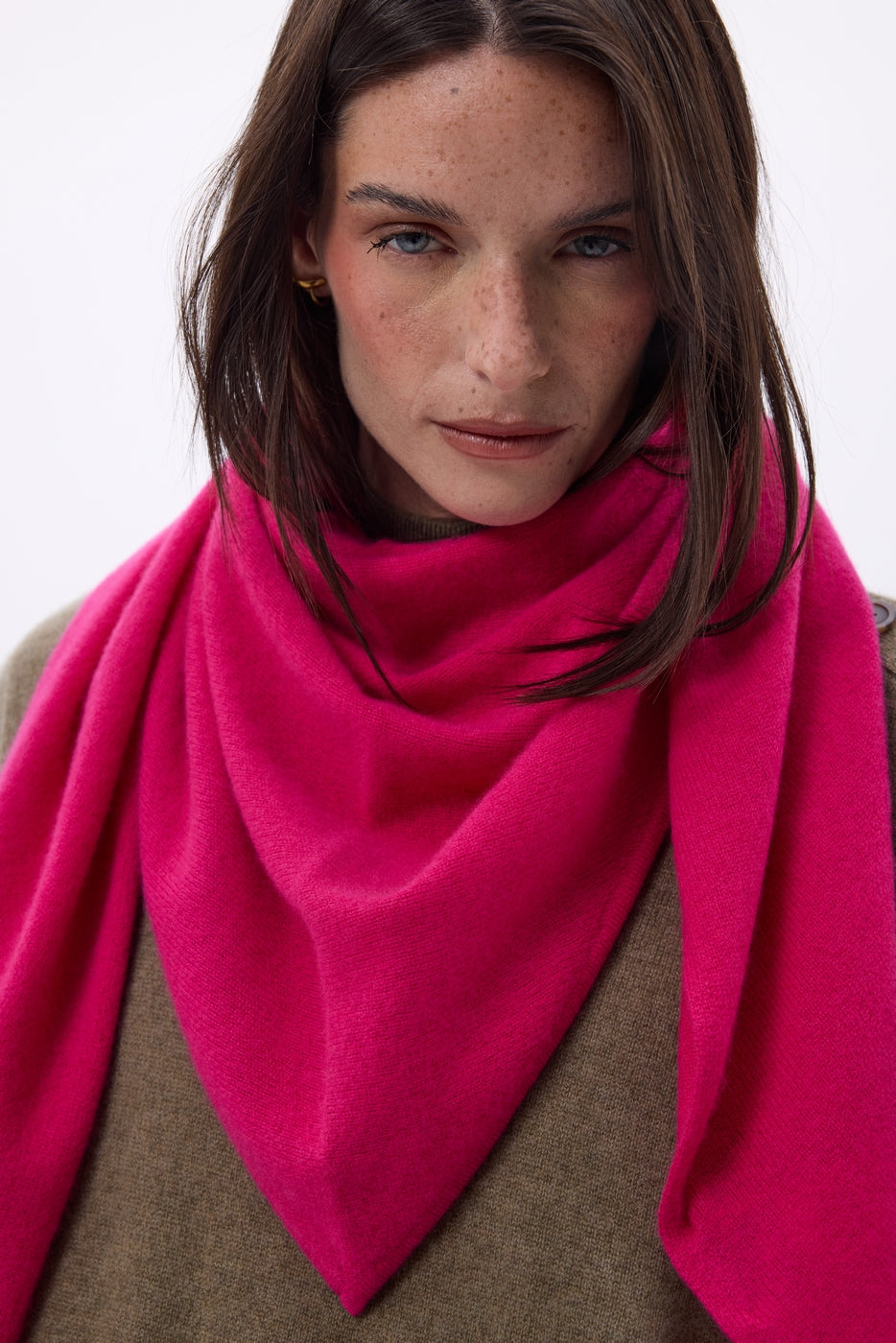 Bufanda bandana oversize triangular lisa Amel - Fucsia - Mujer