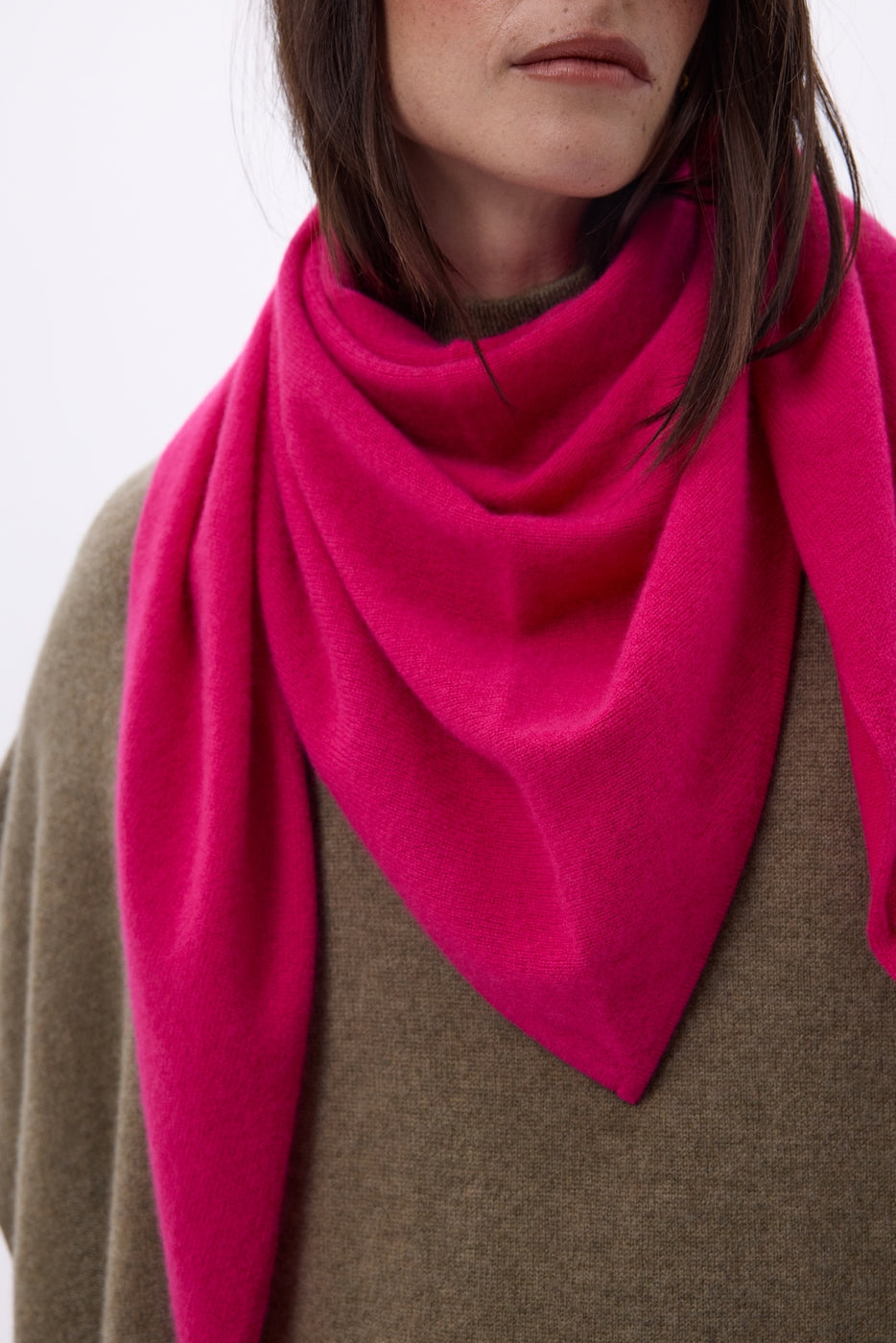 Bufanda bandana oversize triangular lisa Amel - Fucsia - Mujer