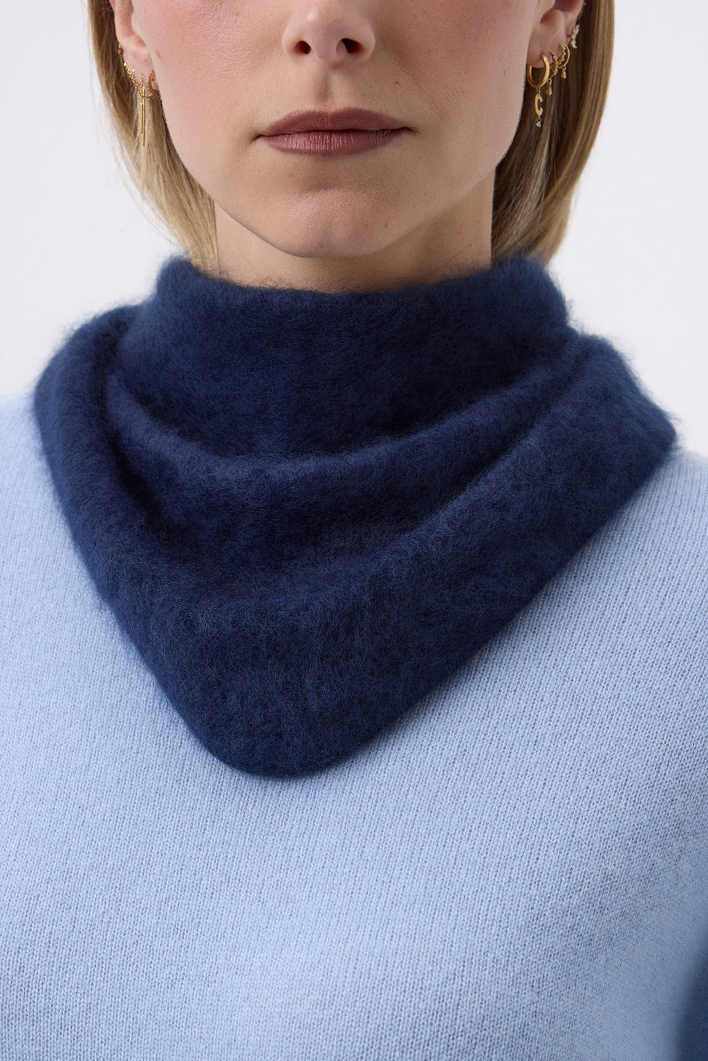 Bandana Triangle – Brushed Cashmere Bandana Amel - Bleu Marine - Femme