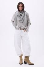 Bufanda bandana oversize triangular lisa Amel - Gris claro - Mujer
