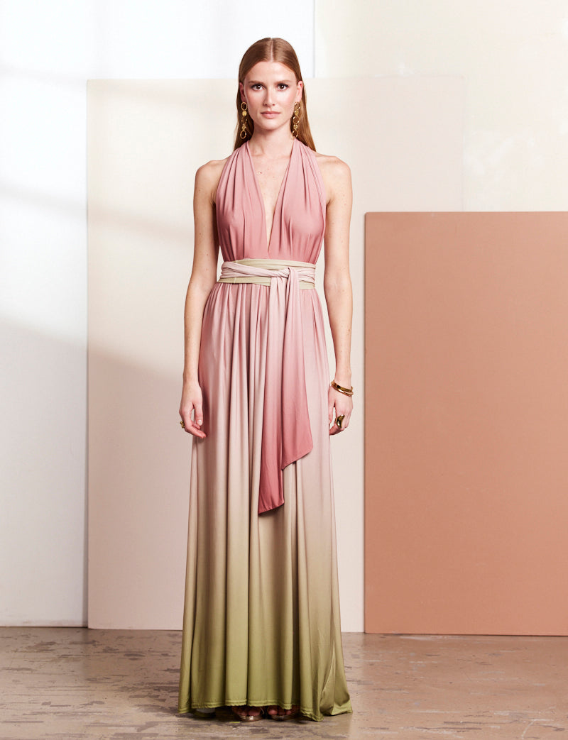 Kleid Annabella in Rosa & Oliv