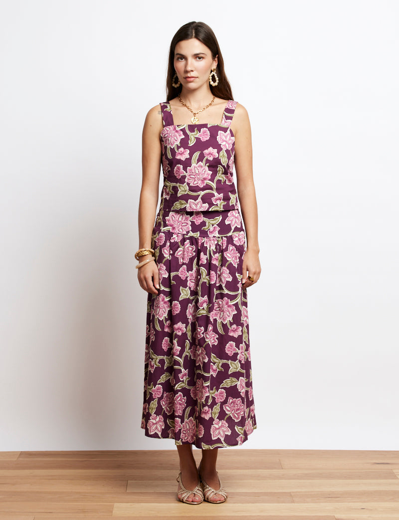 Bluma Plum Floral Skirt