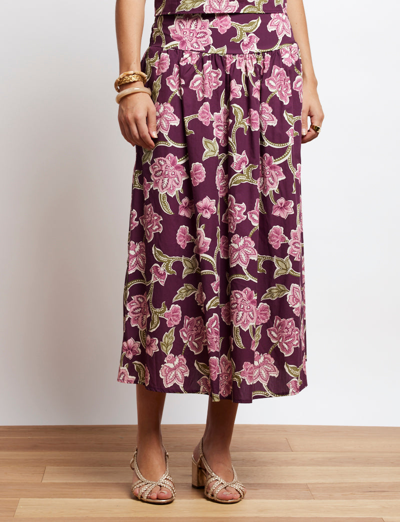 Bluma Plum Floral Skirt