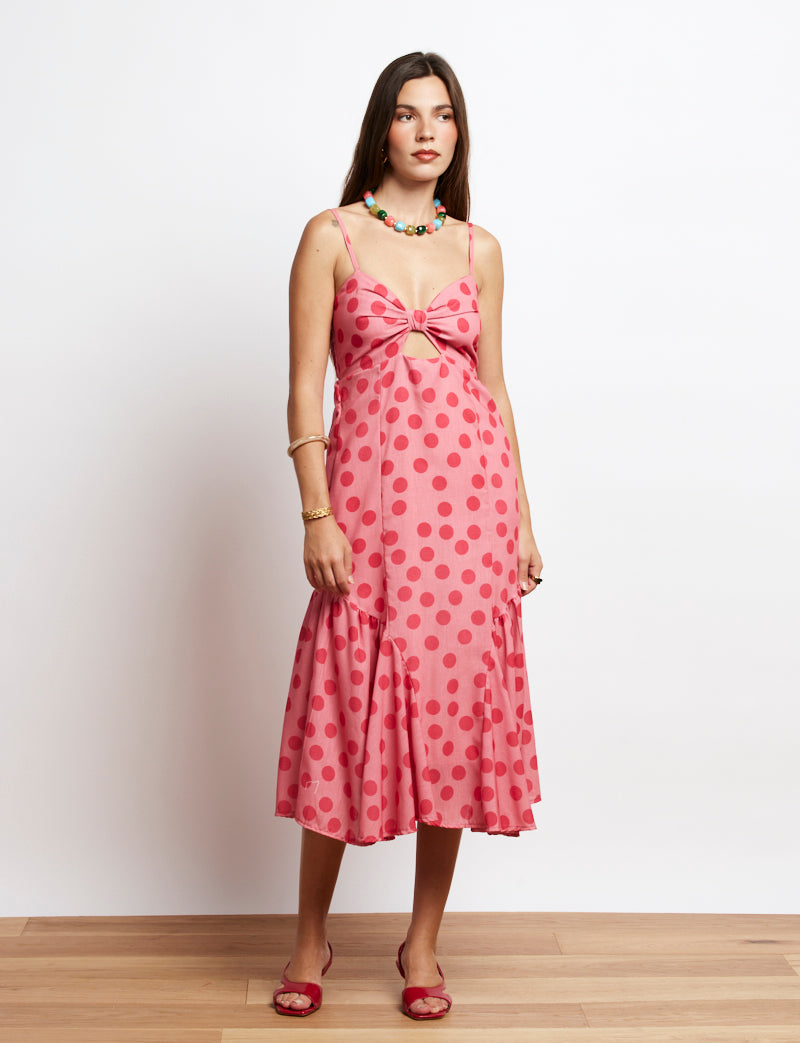 Robe Rose À Pois Fuchsia Francine