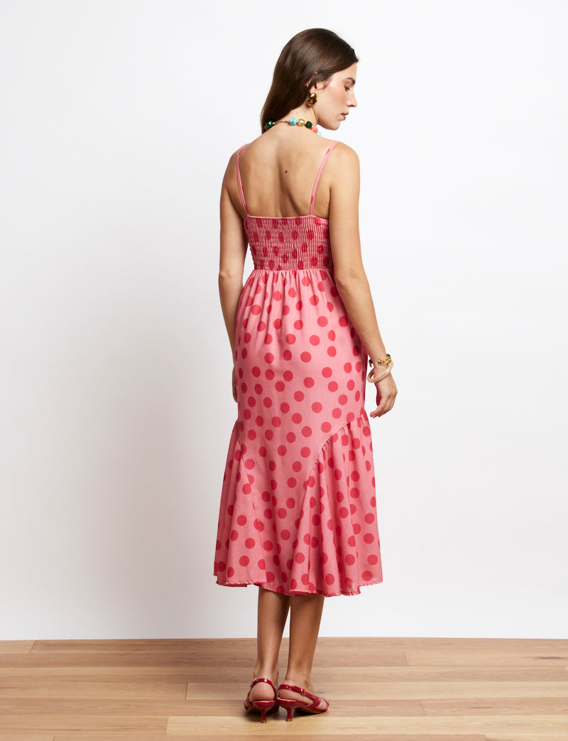 Robe Rose À Pois Fuchsia Francine