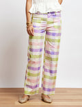 Pantalon Vichy Vert & Lilas Jordy