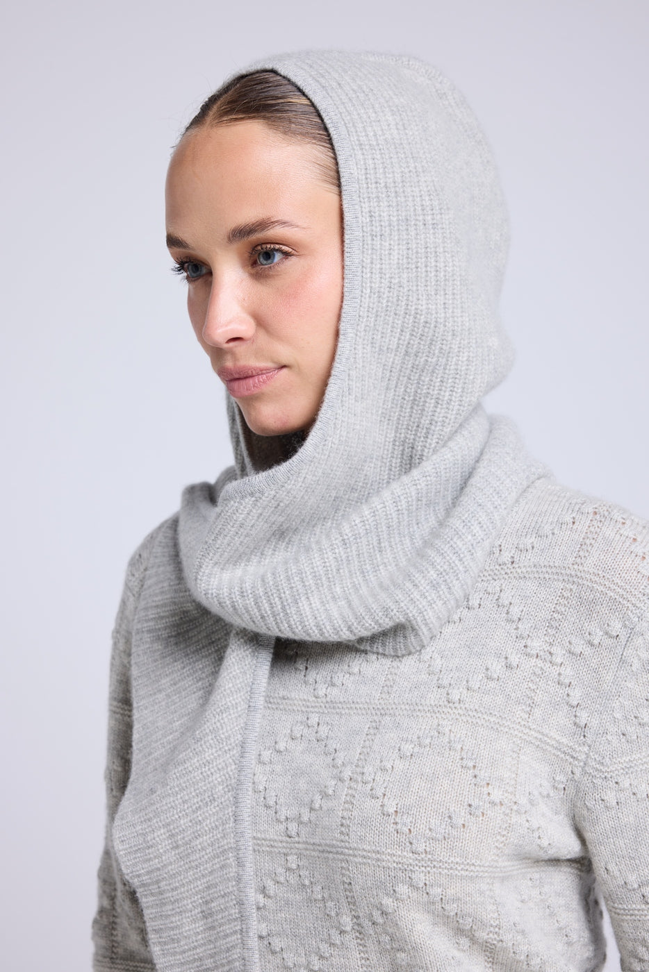 Unisex-Schlupfmütze mit Schal Angel - Hellgrau - Unisex