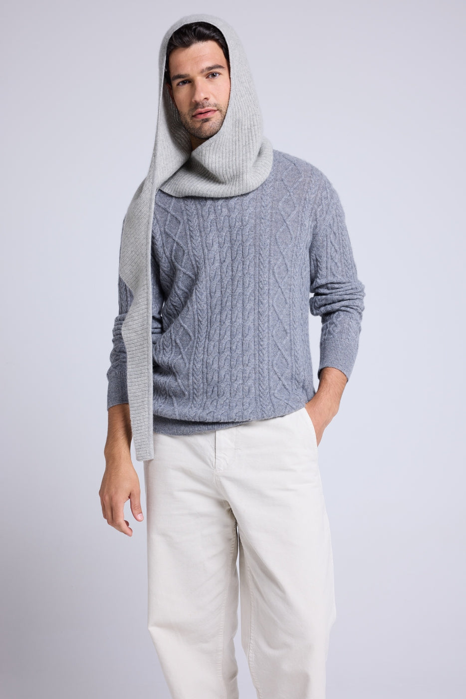 Unisex-Schlupfmütze mit Schal Angel - Hellgrau - Unisex
