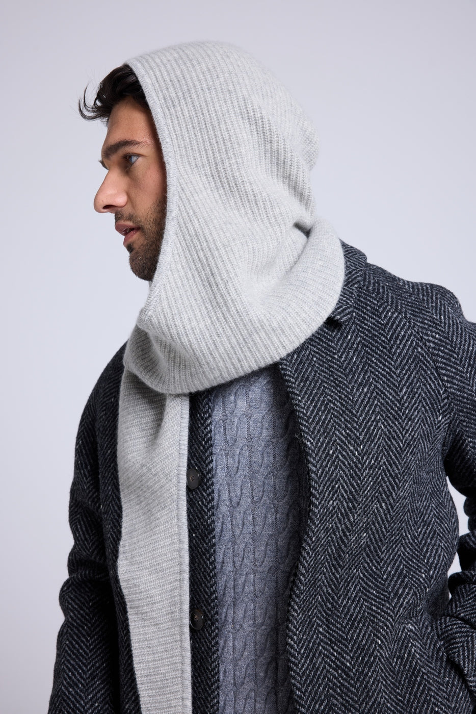 Unisex-Schlupfmütze mit Schal Angel - Hellgrau - Unisex