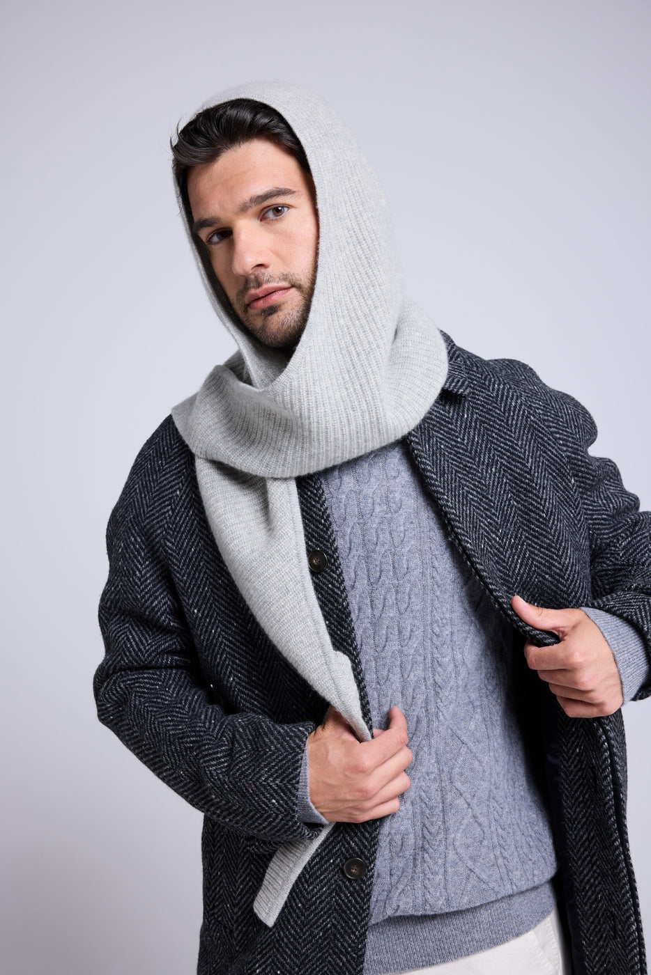 Unisex-Schlupfmütze mit Schal Angel - Hellgrau - Unisex