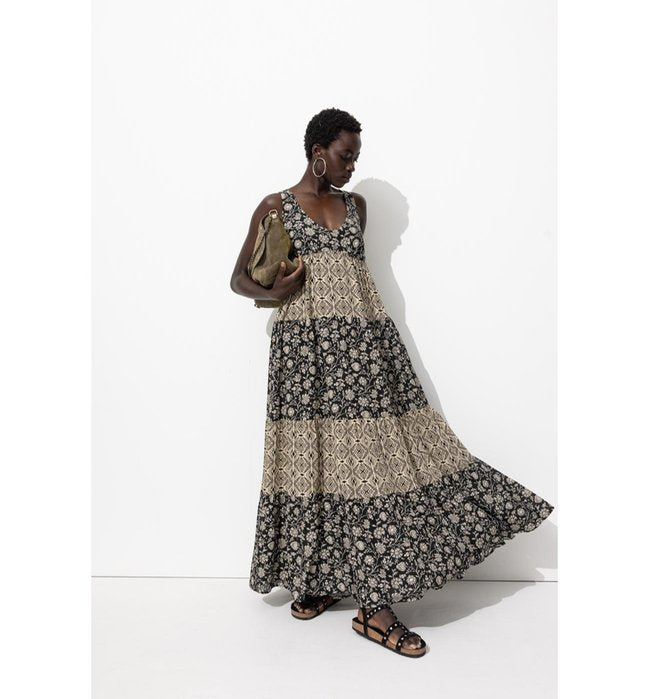 Vestido halter estampado para mujer - Estampado negro