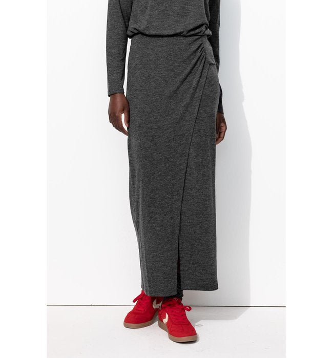 Vestido largo de punto para mujer - Un color gris oscuro