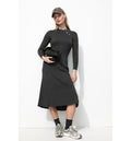 Vestido largo de canalé para mujer, color liso, gris oscuro