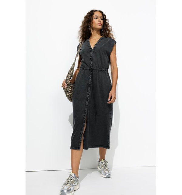 Women's Jersey Midi Dress - Plain Dark Black