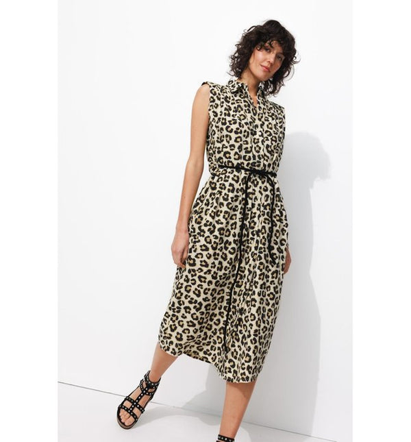 Women's Leopard Shirt Dress - Natural Print