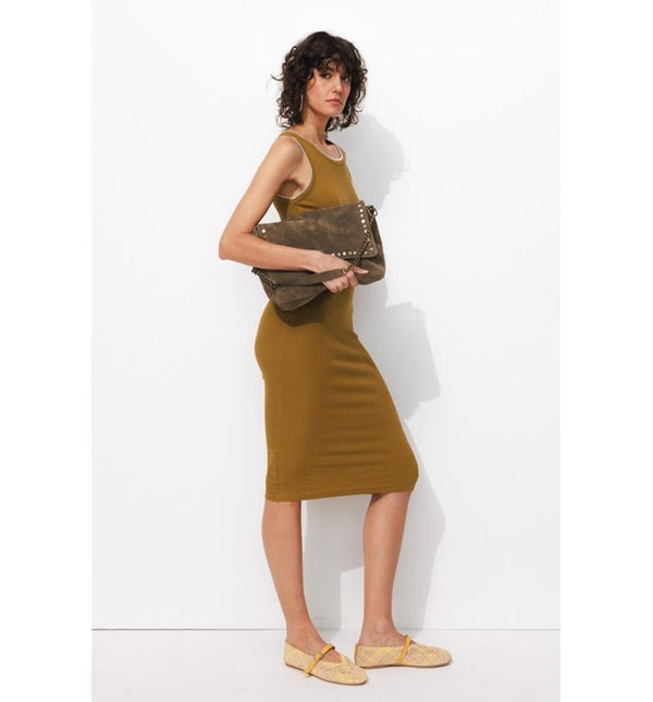 Robe-débardeur en Jersey Femme - Marron Uni Fonce