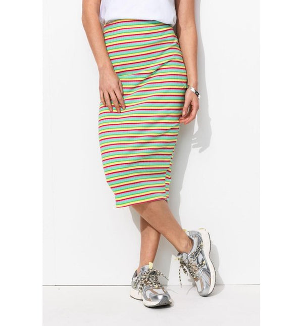Women's Striped Midi Skirt - Multicolor Striped