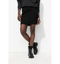 Mujer Minifalda trapecio, Color liso, Negro oscuro