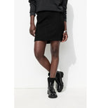 Mujer Minifalda trapecio, Color liso, Negro oscuro