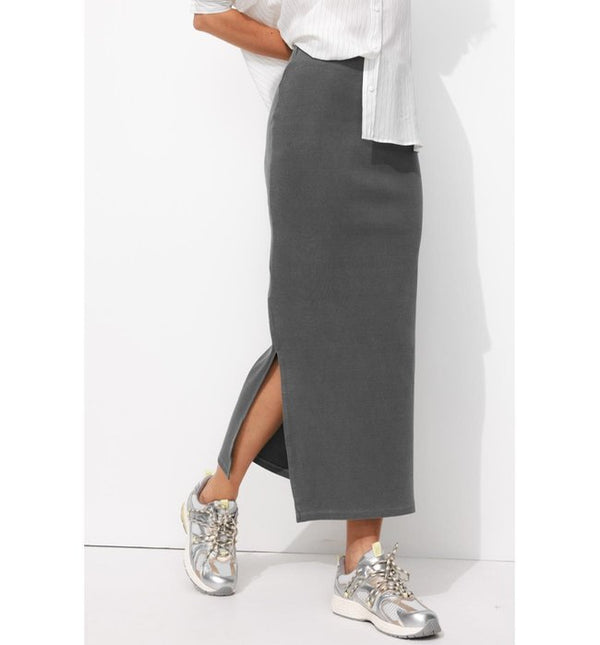 Falda de punto ecodiseñada - Gris oscuro liso
