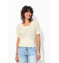 Pull Cropped Manches Courtes - Naturel Uni Clair