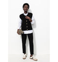 Women's Sleeveless Cardigan - Plain Dark Black