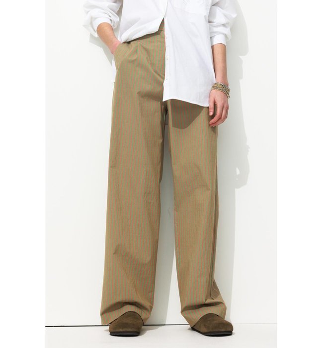 Pantalón ancho de mujer Billy - Rayas verdes