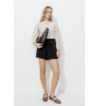 Eco-designed High Waisted Shorts - Plain Dark Black