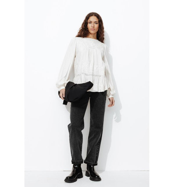 Vaqueros rectos de talle alto Basile - Plain Dark Black