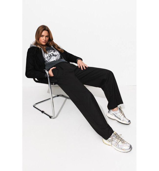 Billy Women's Wide Leg Trousers - Plain Dark Black