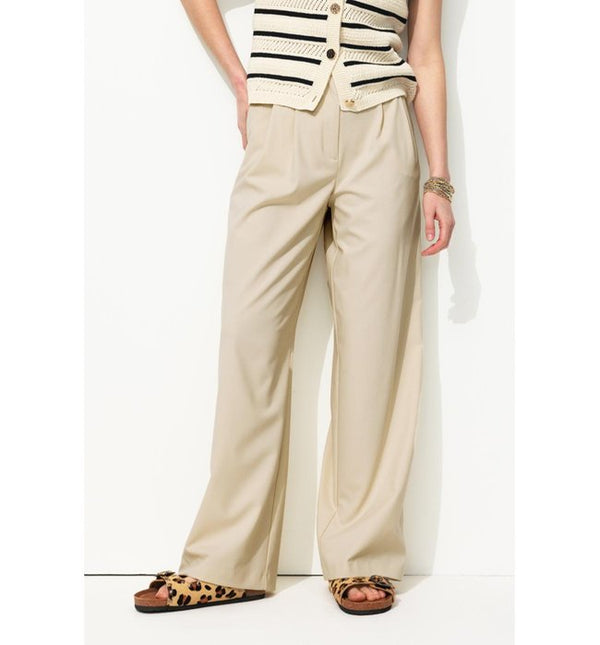 Billy Women's Wide Leg Trousers - Natural Plain Light