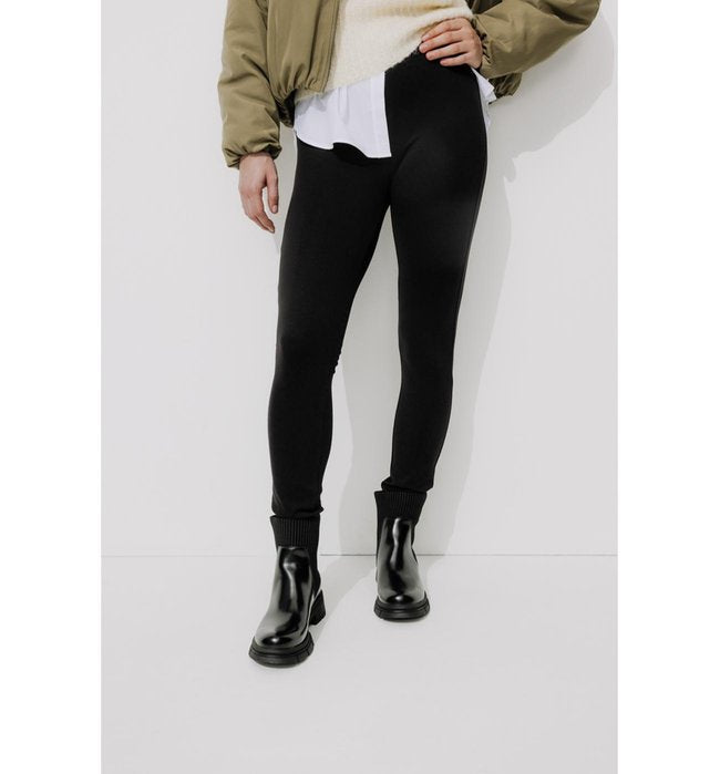 Mujer Invierno Leggings Un Color Negro Oscuro