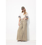 Pantalones anchos de talle alto - Liso Natural Claro