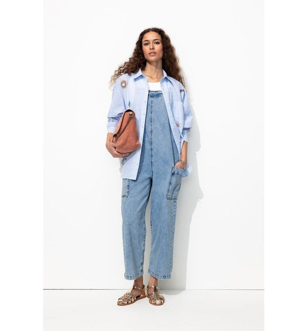 Denim Overalls Jumpsuit - Plain Light Jeans