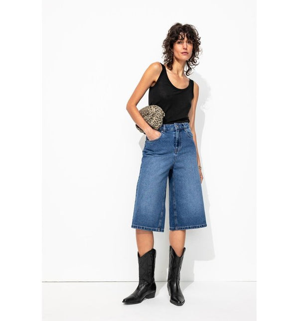 Women's Linen Blend Tank Top - Plain Dark Black